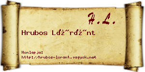 Hrubos Lóránt névjegykártya
